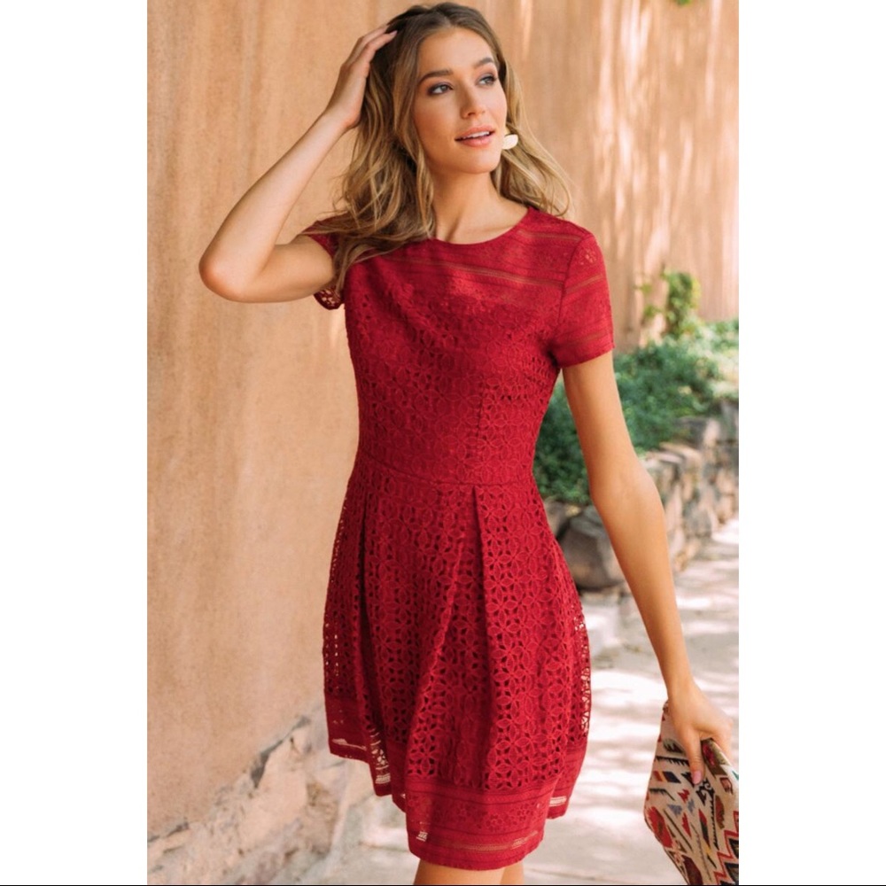 Francesca’s “Lilly” Lace A-Line Dress Short sleeve